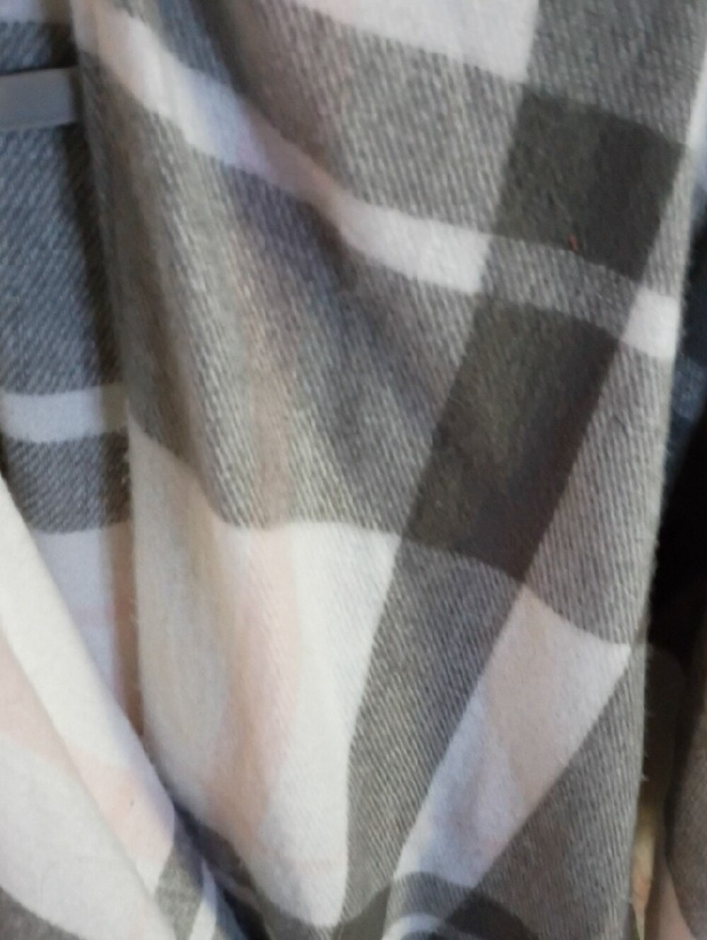 chatties Gray, Cream & Pink Plaid Open Front Cape - Picture 5 of 5
